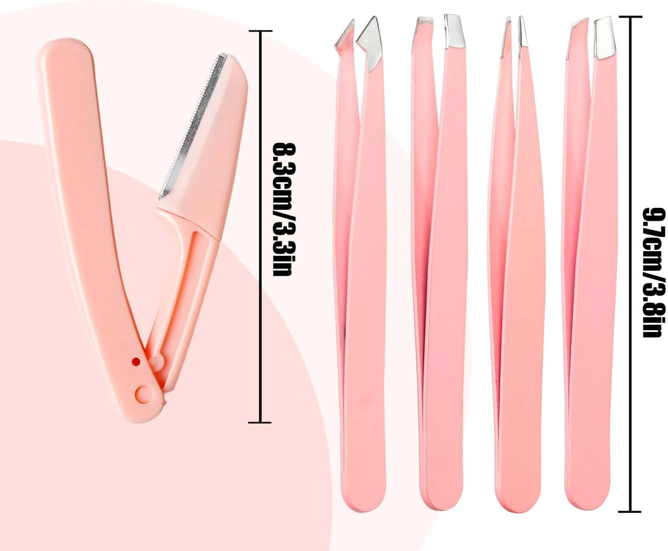 10Pc Eyebrow Tweezers Set Razor Scissors Blackhead Remover Grooming Kit