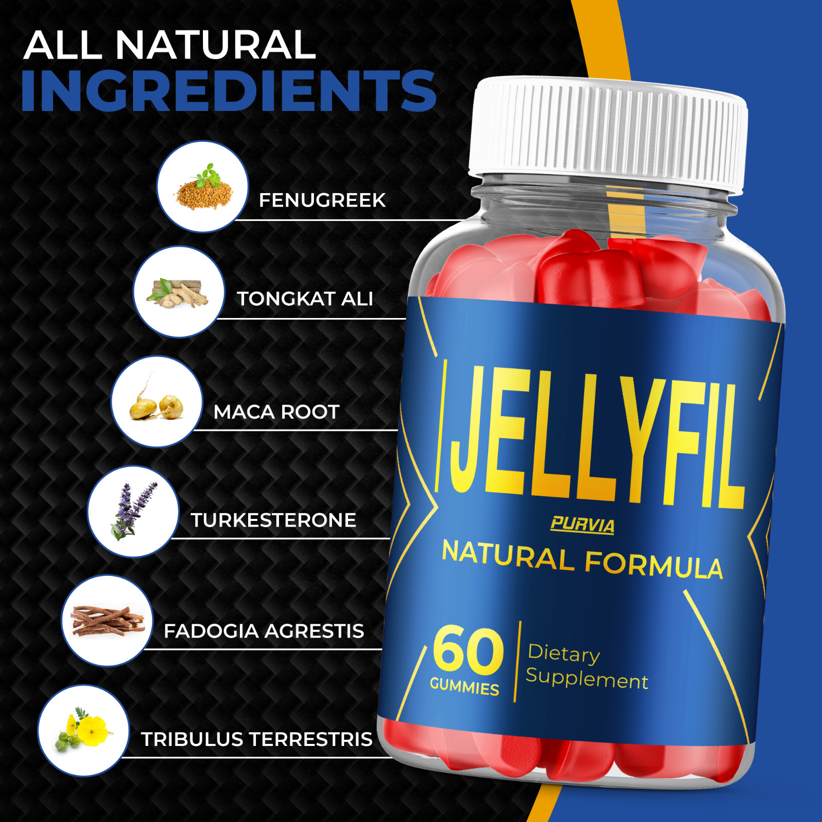 (2 Pack) Jellyfil Gummies For Men Jelly Fil Male Premium Supplements (120 ct)
