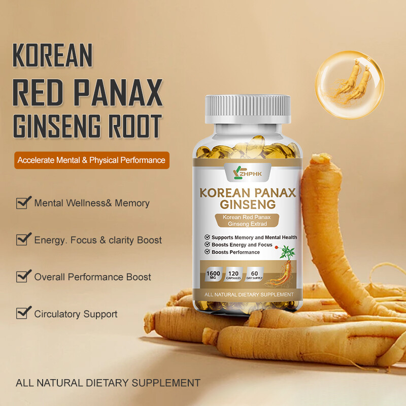 Korean Red Panax Ginseng 120 Capsules – 1600mg Extra Strength NON-GMO No Fillers