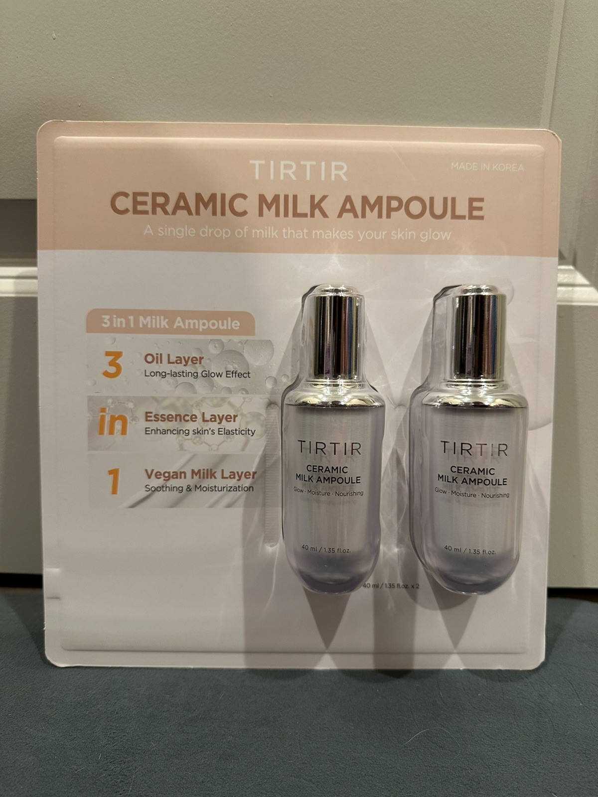 Tirtir Ceramic Milk Ampoule 40ml x2 K-Beauty Hydrating Glow Serum NEW SEALED