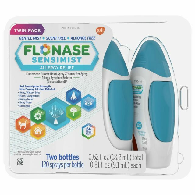 Cracked Pack Flonase Sensimist Spray Allergy Relief 2×120 Sprays Exp 09/2026+