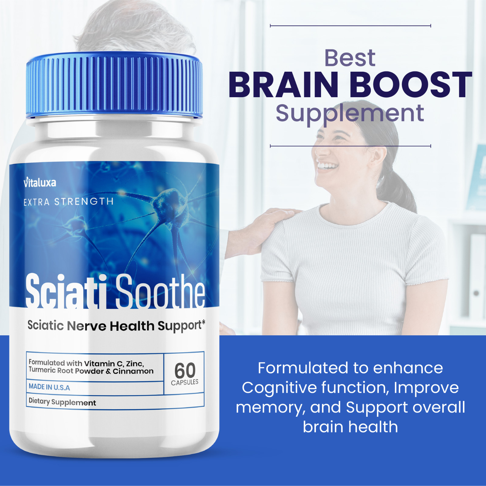 (5 Pack) SciatiSoothe for Sciatica Capsules, Sciati Soothe Nerve (300 Capsules)