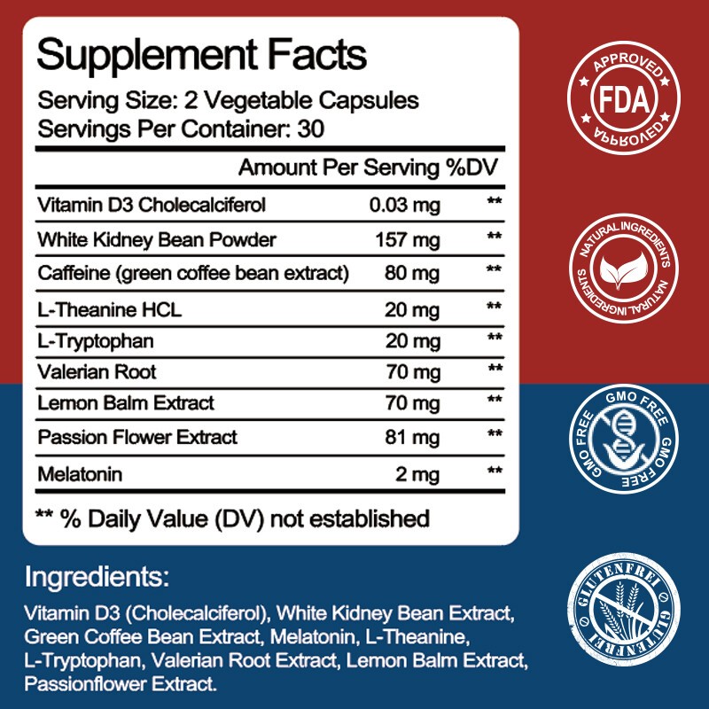 Night Time Fat Burner Weight Loss Capsules for Men & Women Appetite Suppressant