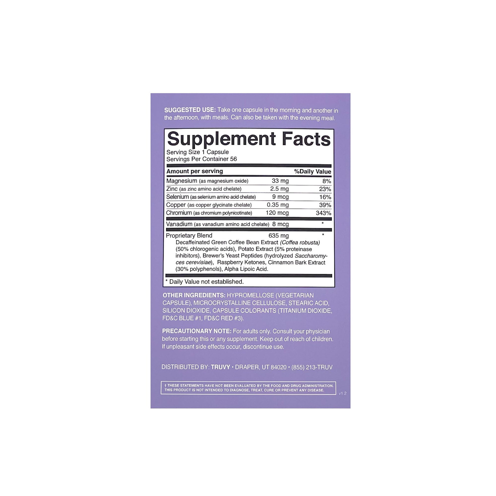 Tru+ Dual Appetite Suppressant for Weight Loss – 56 Capsules – Blood Chemistry