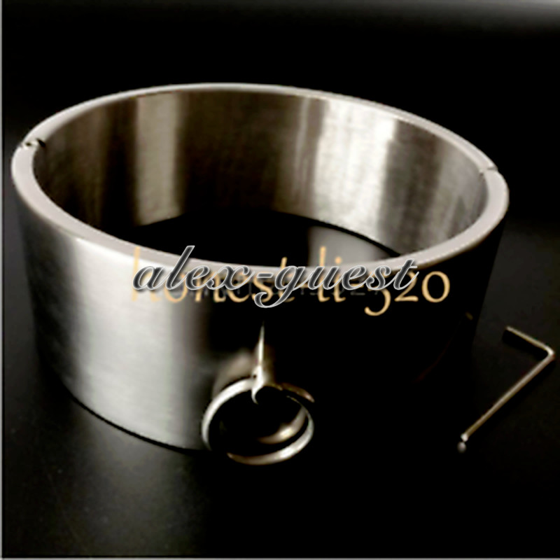 Stainless Steel 6CM Height Heavy Shackles Rings Cangue Neck Collar Cuff Binding