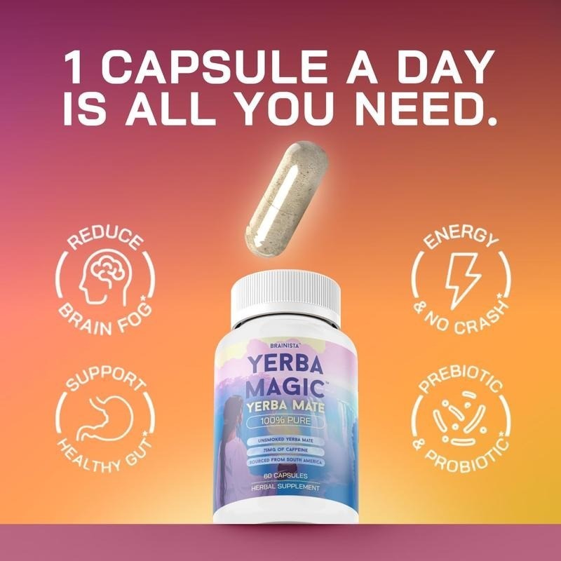Yerba Magic Capsules: 5-in-1 Yerba Mate Superblend | Natural Energy Supplement
