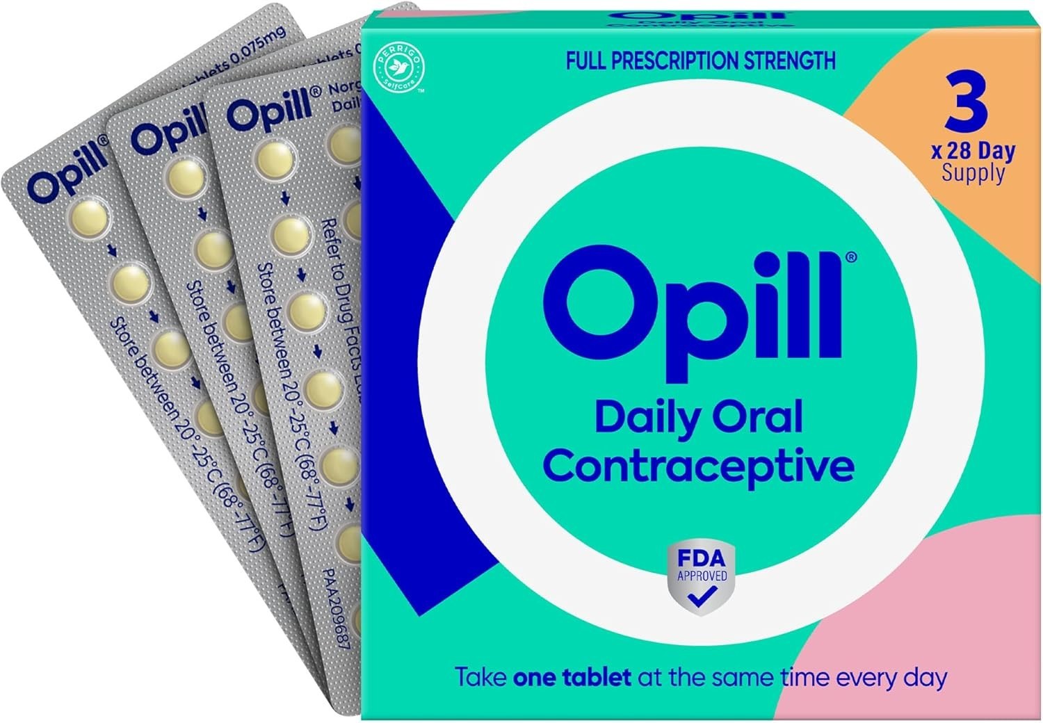 Opill OTC Daily Oral Contraceptive Norgestrel Tablets .075mg – 3 X 28 Day Supply
