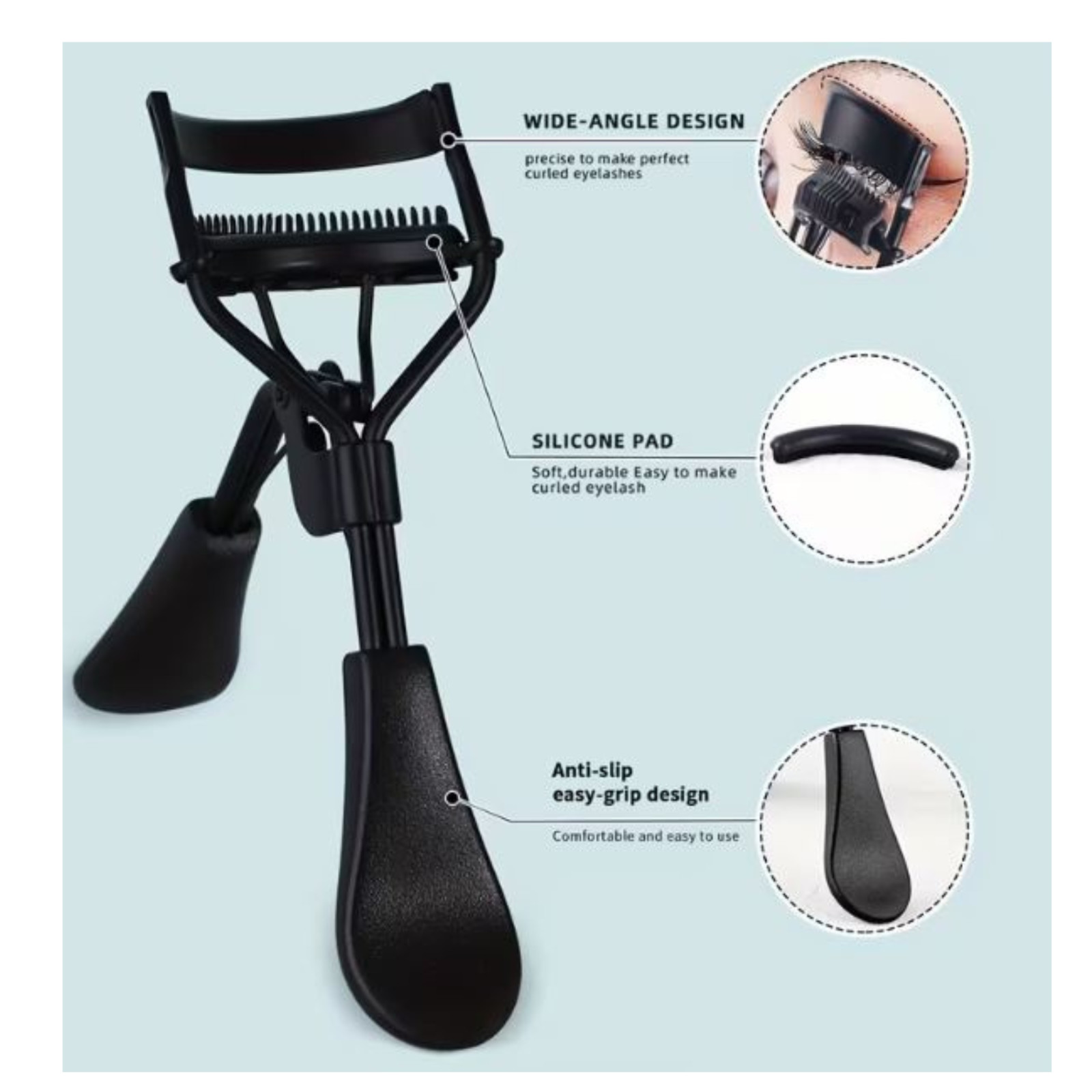 6 in 1 Eyelash Curler Set Kit Eyebrow Brush Makeup Tools Tweezers Silicone Pads