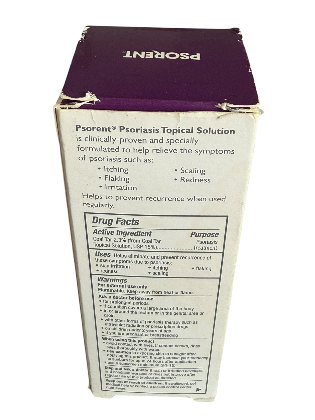 Psorent Psoriasis Topical Solution 3.2 fl oz. – 95 ML , New, 1 Box