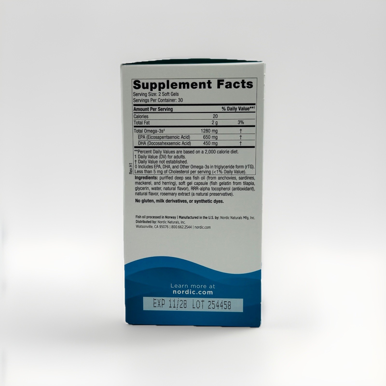 Nordic Naturals Ultimate Omega Fish Gelatin 1280mg 60ct Ex 11/2028