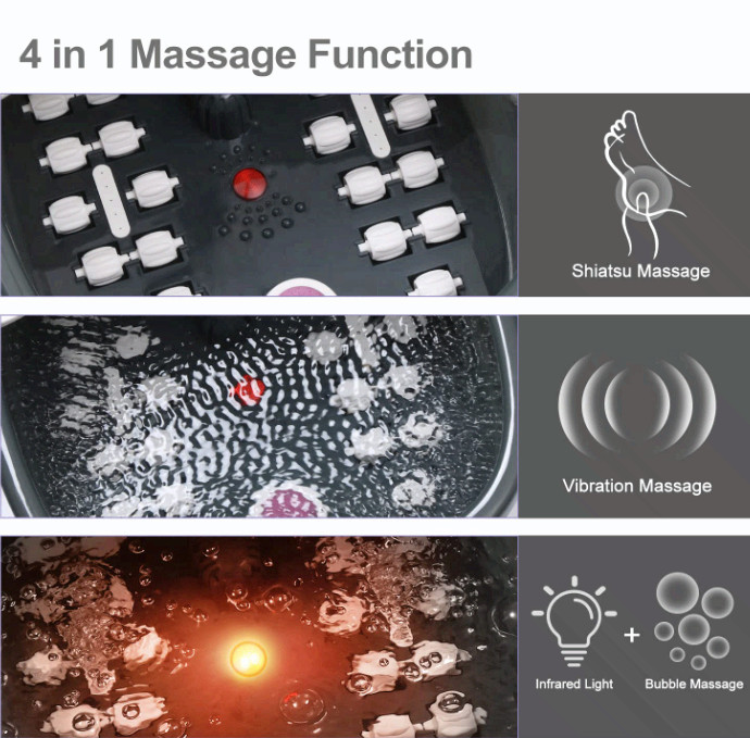 Foot Spa Bath Massager with Heat Bubbles and Vibration Massage and Jets, 16 OZ