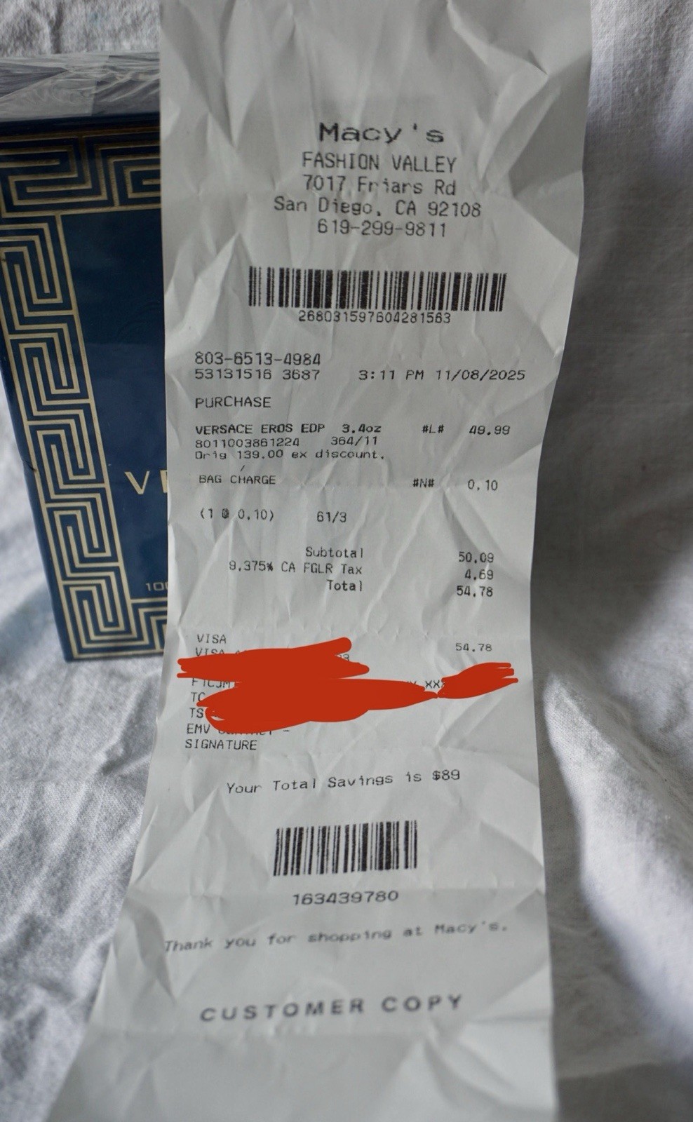 Authentic Versace Eros From Macy’s EDP 3.4 100ml New & Sealed