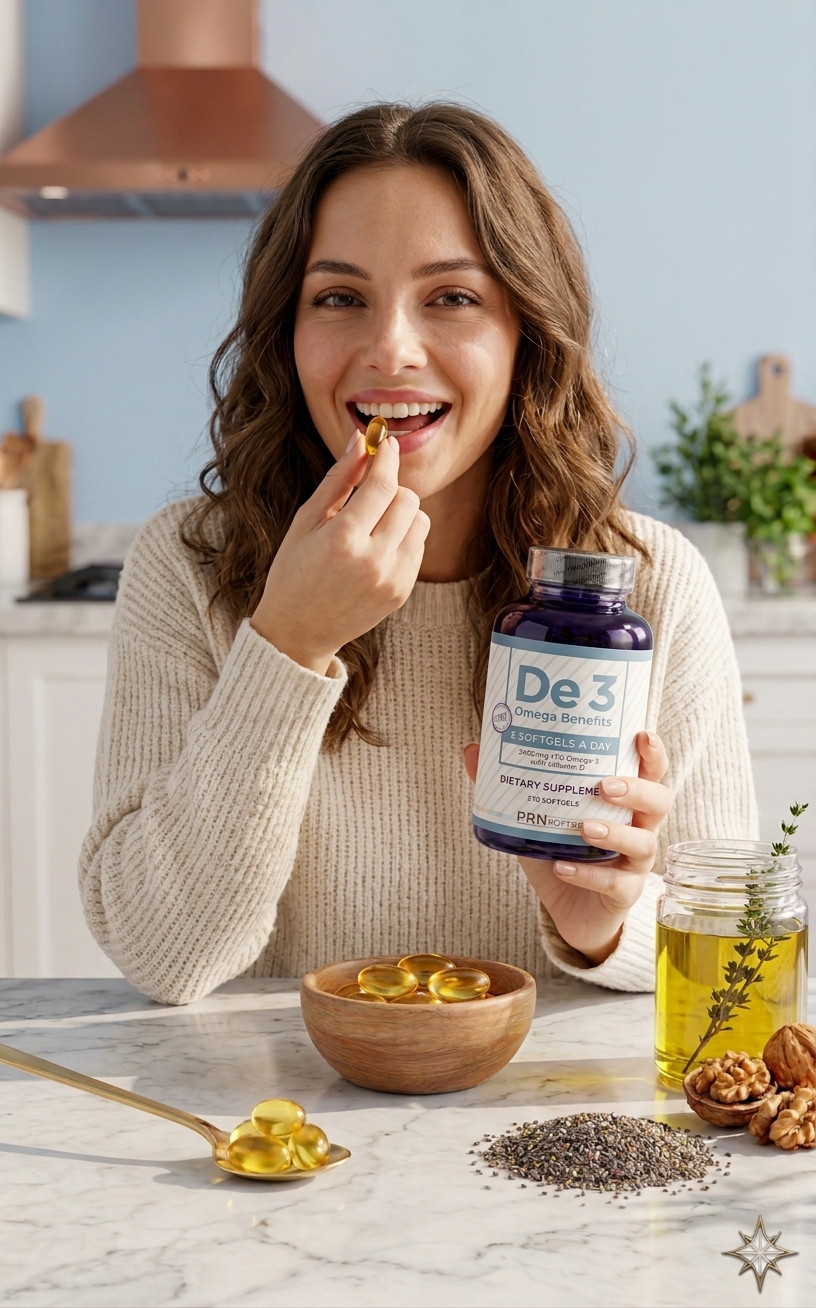 PRN De3 Omega Benefits 2400mg Omega-3 Fish Oil Vitamin D3 270Ct Pack 2 to 6