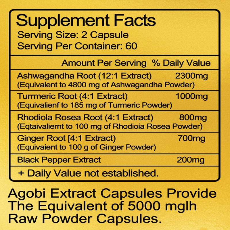 Organic Ashwagandha Capsules 5000mg 120 Capsules with Black Pepper Root Powder