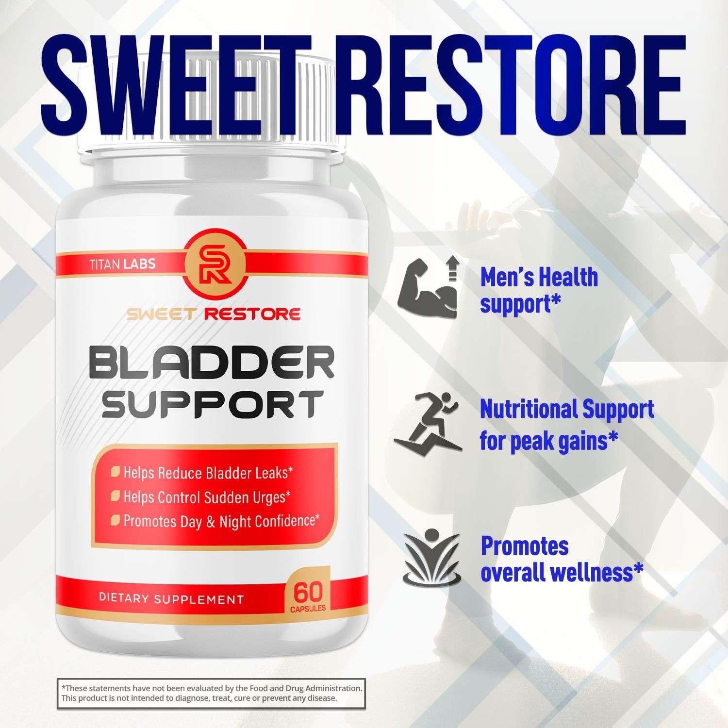 (3 Pack) Sweet Restore Bladder Control Prostate & Bladder Support Formula 180 Ct