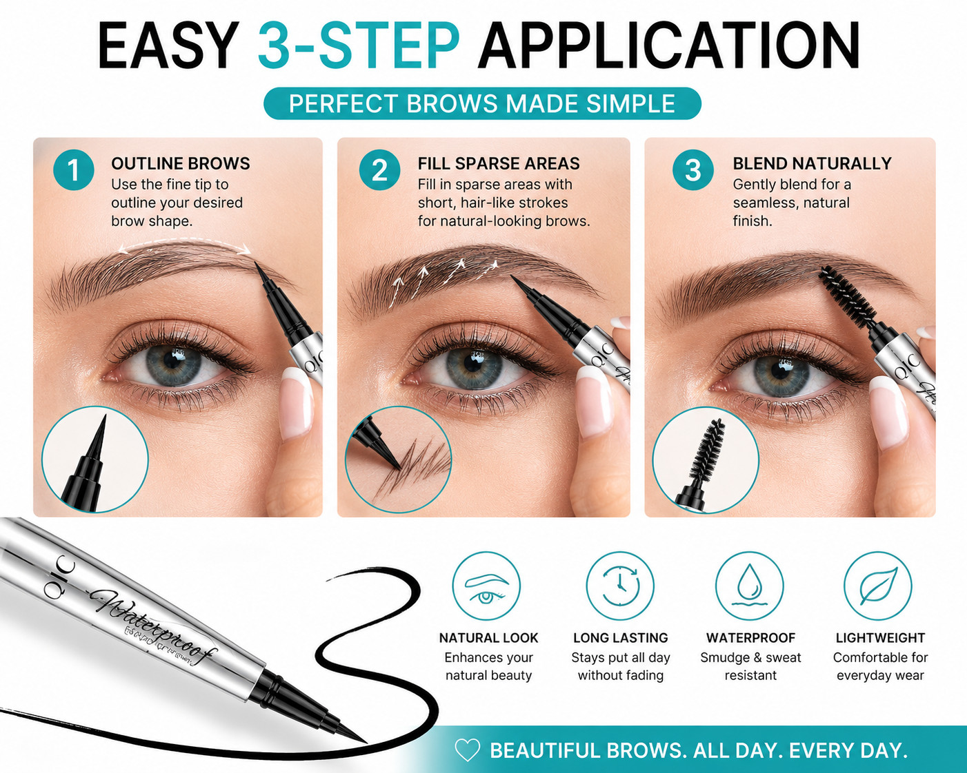 Eyelash Growth Serum Enhancer Eyebrow Thickener Mascara Hair Treatment 3 in 1