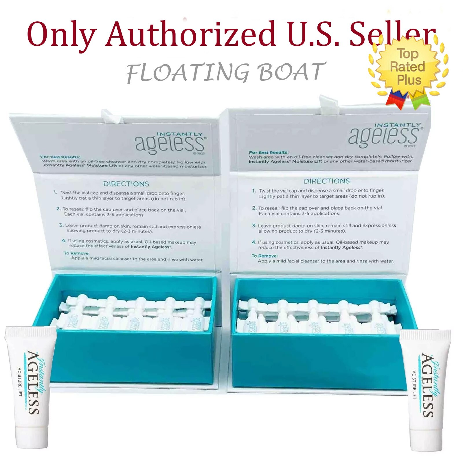2 Box Authentic Instantly Ageless Face lift, 50 Vials, Exp 05/2026 + GIFTS