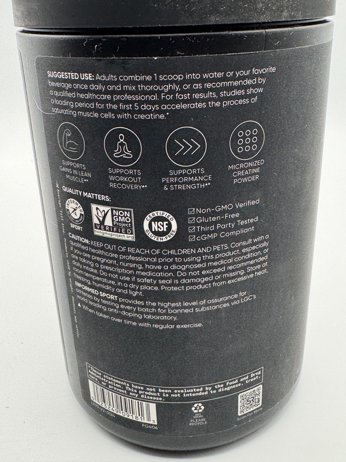 Creatine Monohydrate Unflavored Micronized 500g 100 Servings EXP: 11/2028