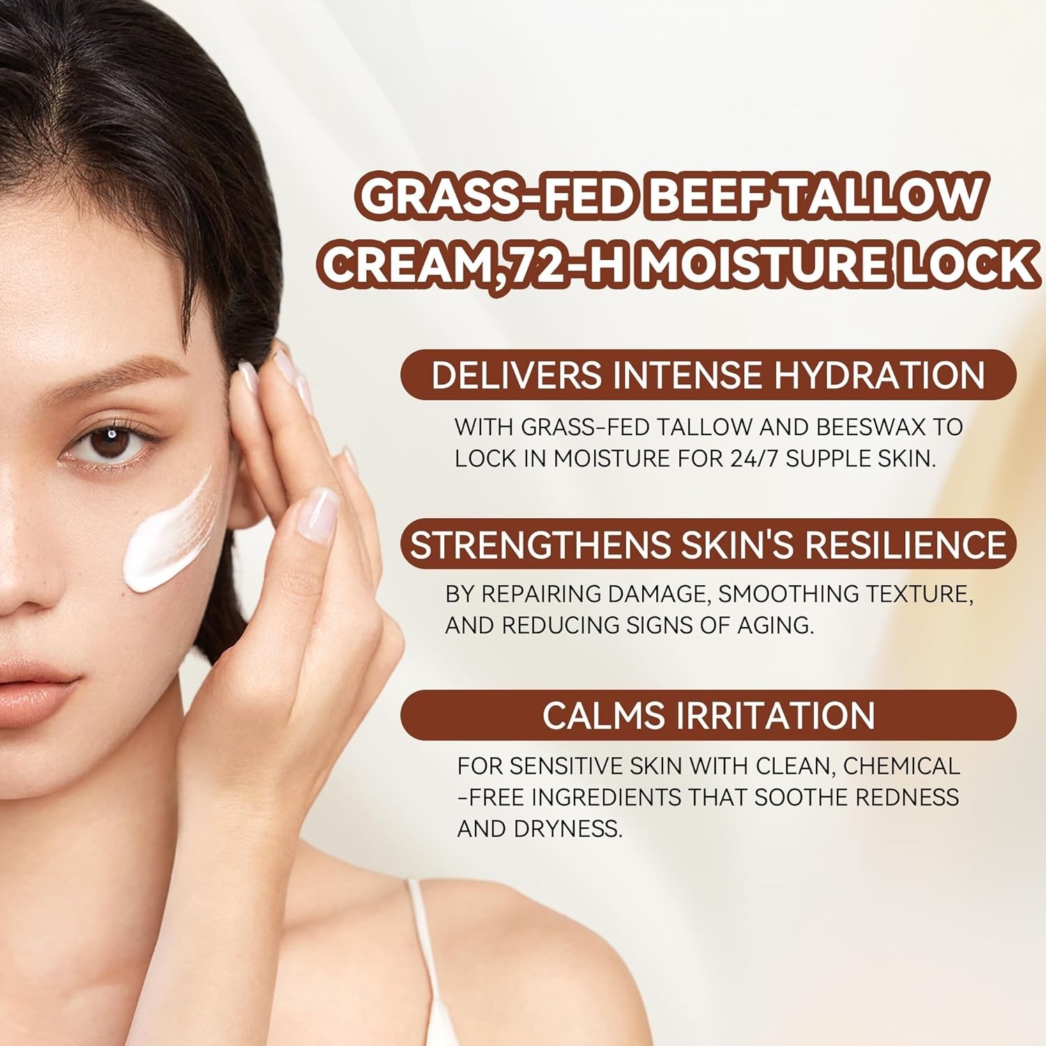 Beef Tallow for Skin, Tallow and Honey Balm for Face, Organic Grass-fed Beef