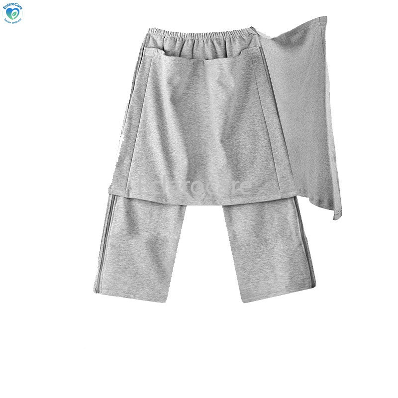 Cotton Three-quarter-length pants Adult Open-Crotch Pants Bedridden Incontinence