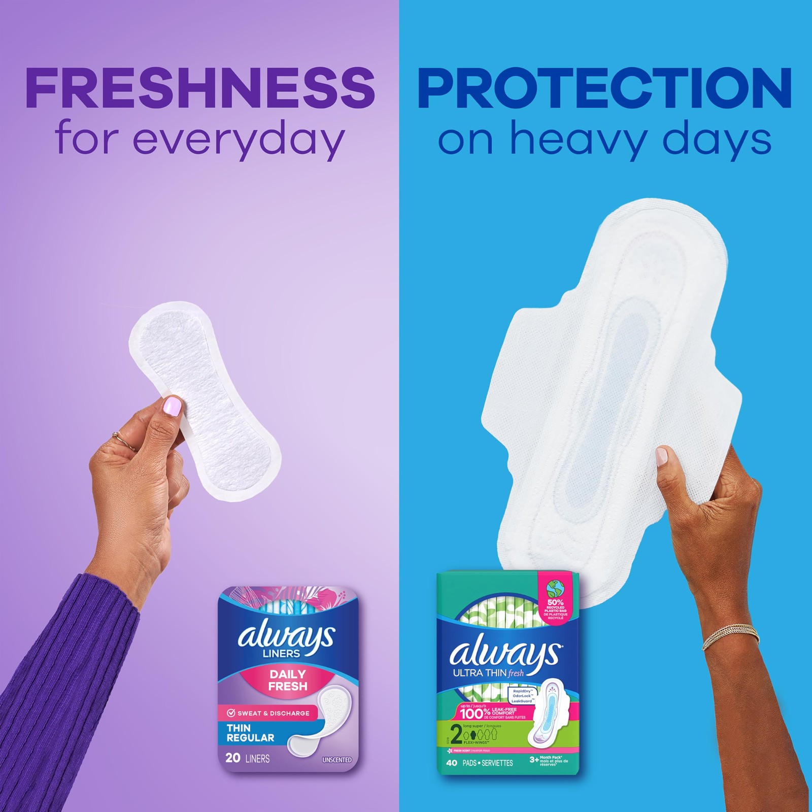 Always Daily Fresh Thin Liners, Regular Absorbency, Unscented Panty