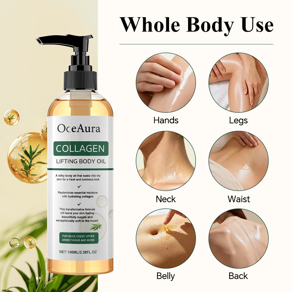 5PCS 100ml Collagen Lifting Body Oil Anti Aging for Neck,Chest,Upper,Arms,Thighs