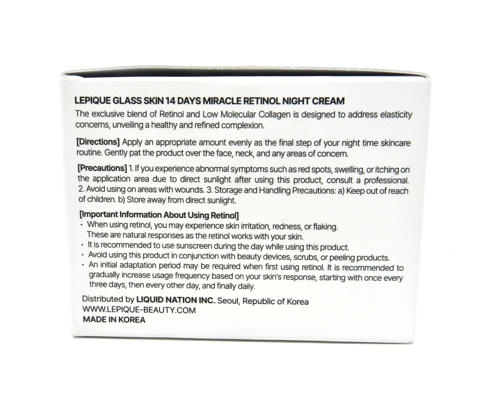 Lepique Glass Skin 14Days Miracle Retinol Night Cream 50 mL 1.69 oz