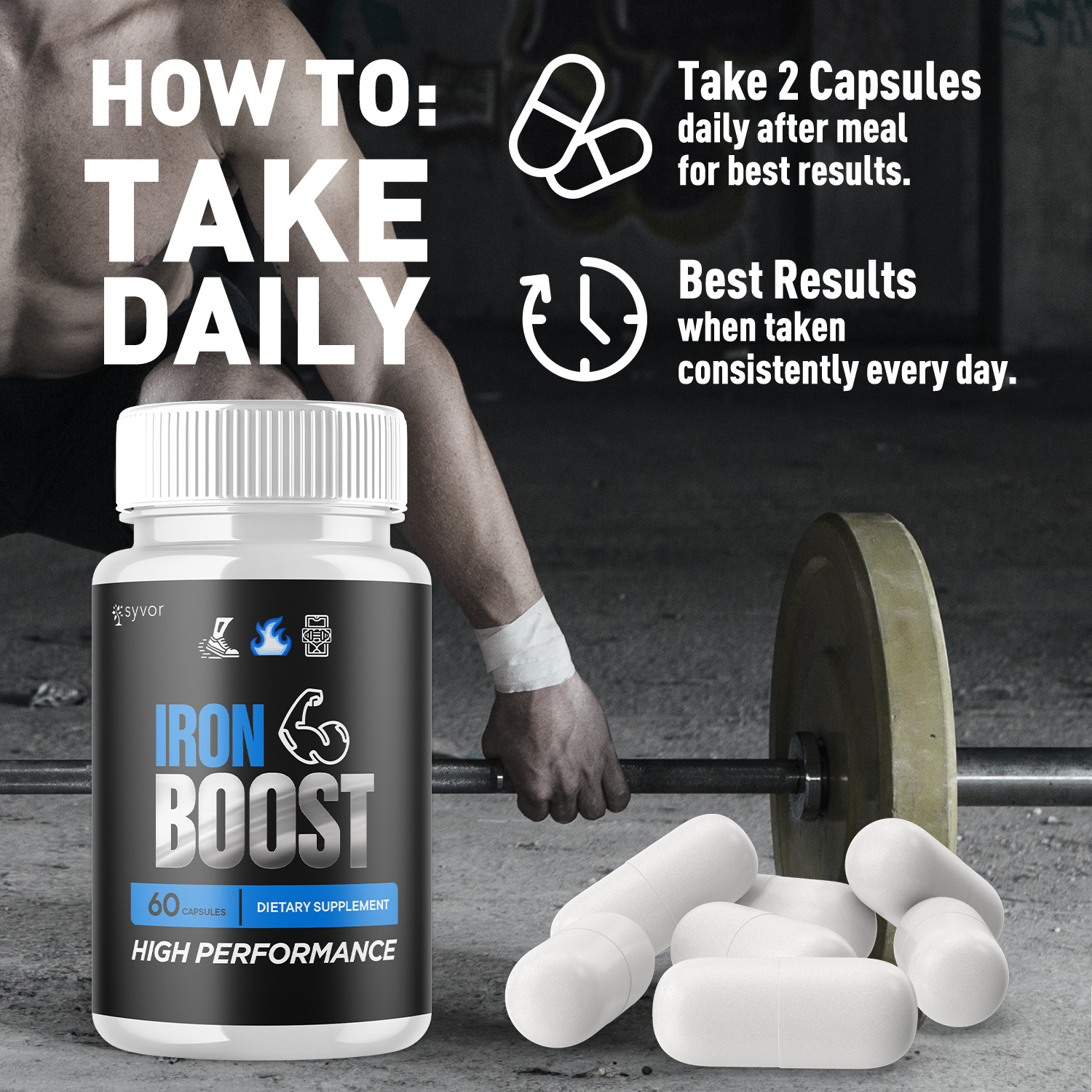 (2 Pack) Iron Boost Male Support Supplement Advanced Formula IronBoost 120 Caps