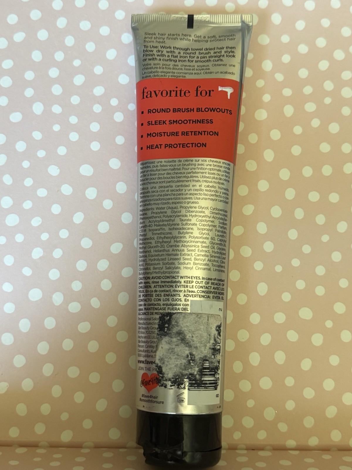 fave4 smooth for sure Blow Dry Cream Heat Protection Shine 5.5 fl oz