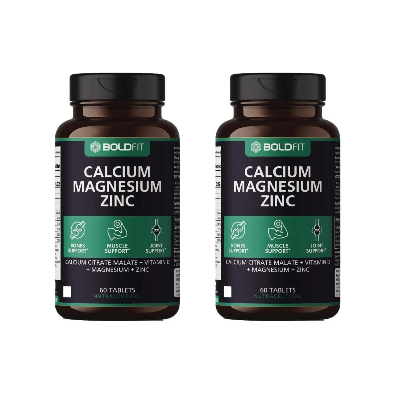 2 X Boldfit Calcium Supplement 1000mg for Women and Men with Magnesium – 60Tabs