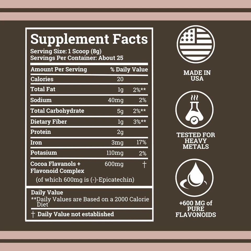 6 PACK! Black Forest High Flavanol Cocoa Powder and Flavonoid Supplements 1200mg