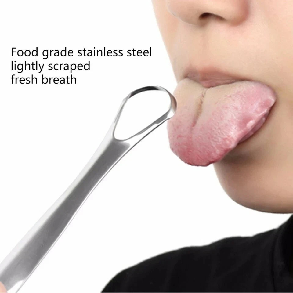 Reusable Portable Stainless Steel Tongue Scraper for Fresh Breath