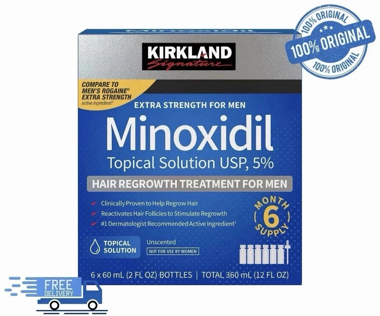Kirkland Signature Hair Regrowth Treatment Extra Strength for Men, 5% Minoxidil