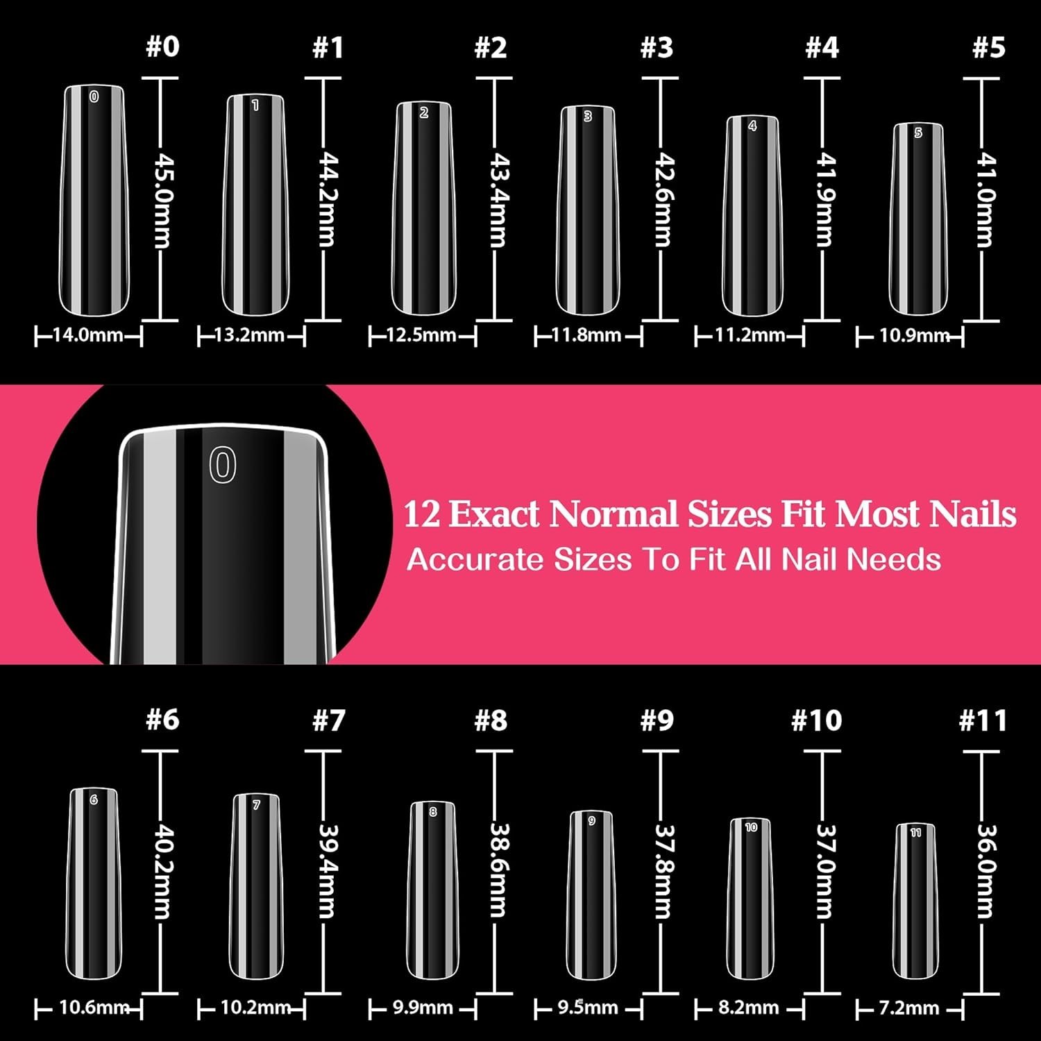 XXL Extra Long Square Nail Tips – 216PCS Clear Full Cover for Perfect Designs