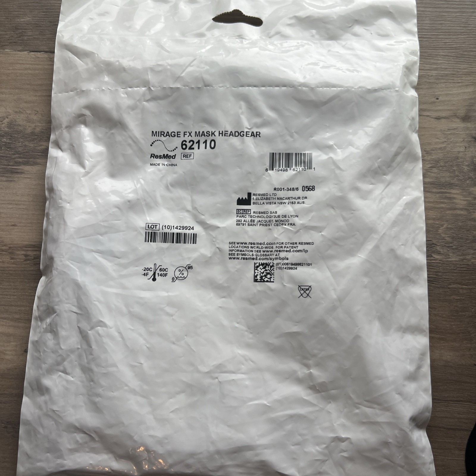 62110 ResMed Mirage FX Standard Size HEAD GEAR STRAP ONLY Sealed New