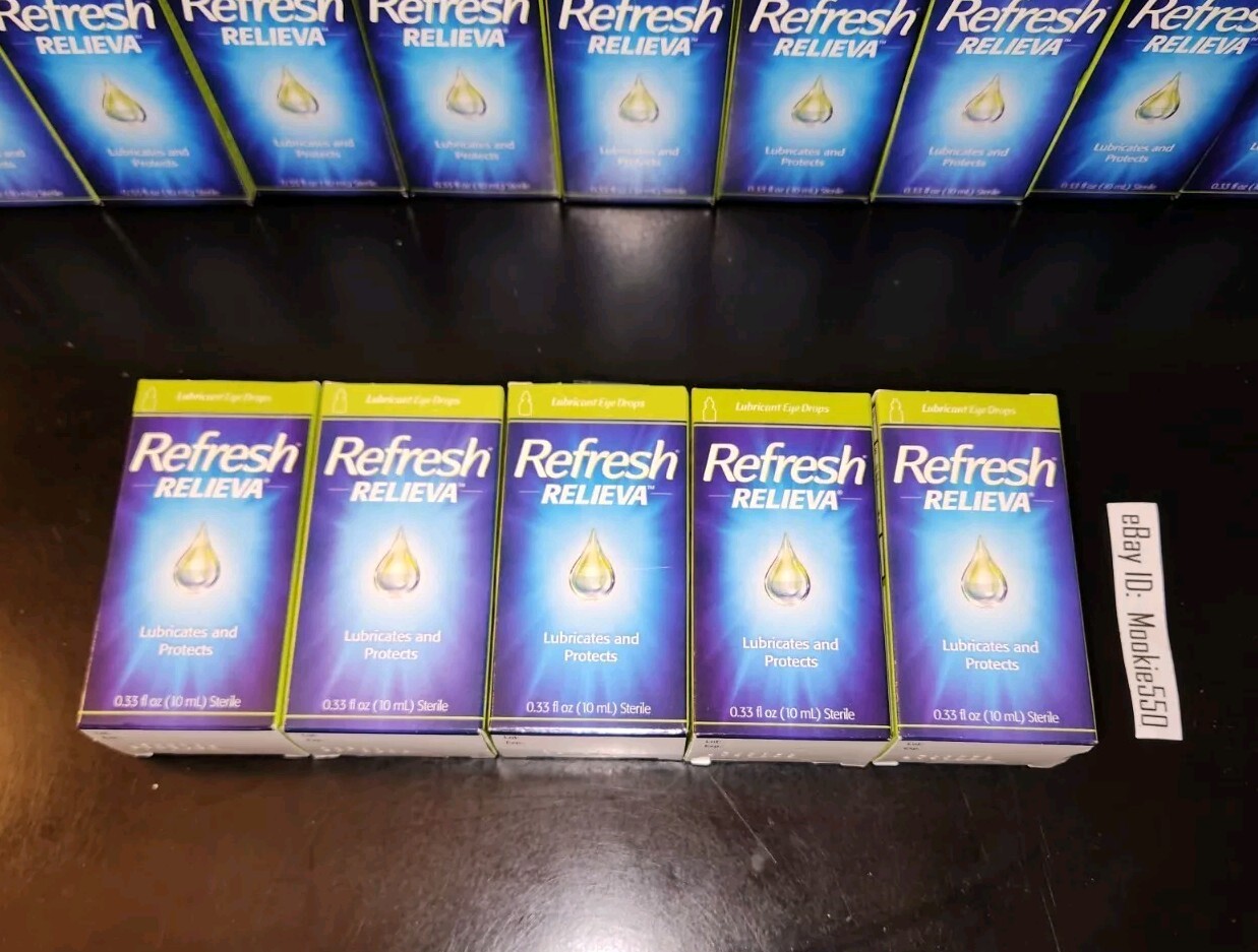 5 Box Lot REFRESH RELIEVA Lubricant Eye Drops 0.33 oz 10mL EXP 11/2024-12/2024