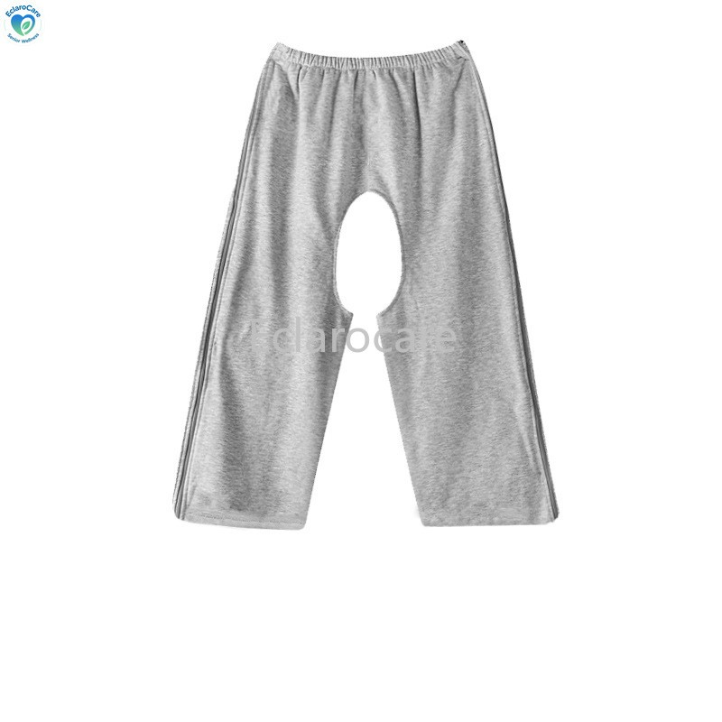 Cotton Three-quarter-length pants Adult Open-Crotch Pants Bedridden Incontinence
