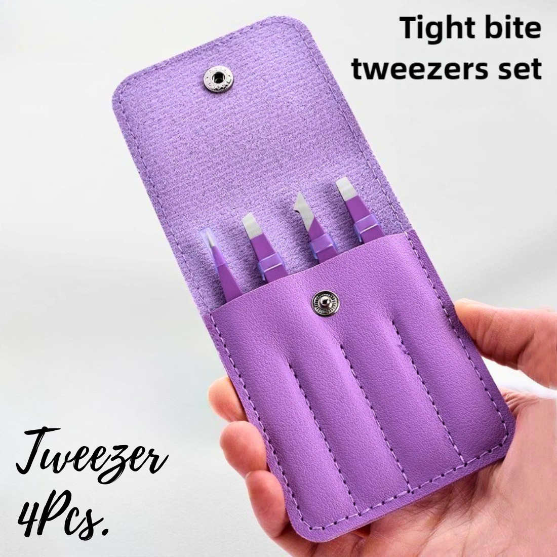 4PCS Stainless Steel Precision Tweezers Set Eyebrow Eyelash Makeup Tool