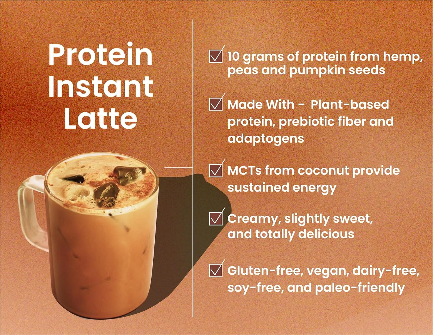 Protein Instant Latte, Sweet & Creamy, Non-Dairy, Superfood Creamer and Coffee,