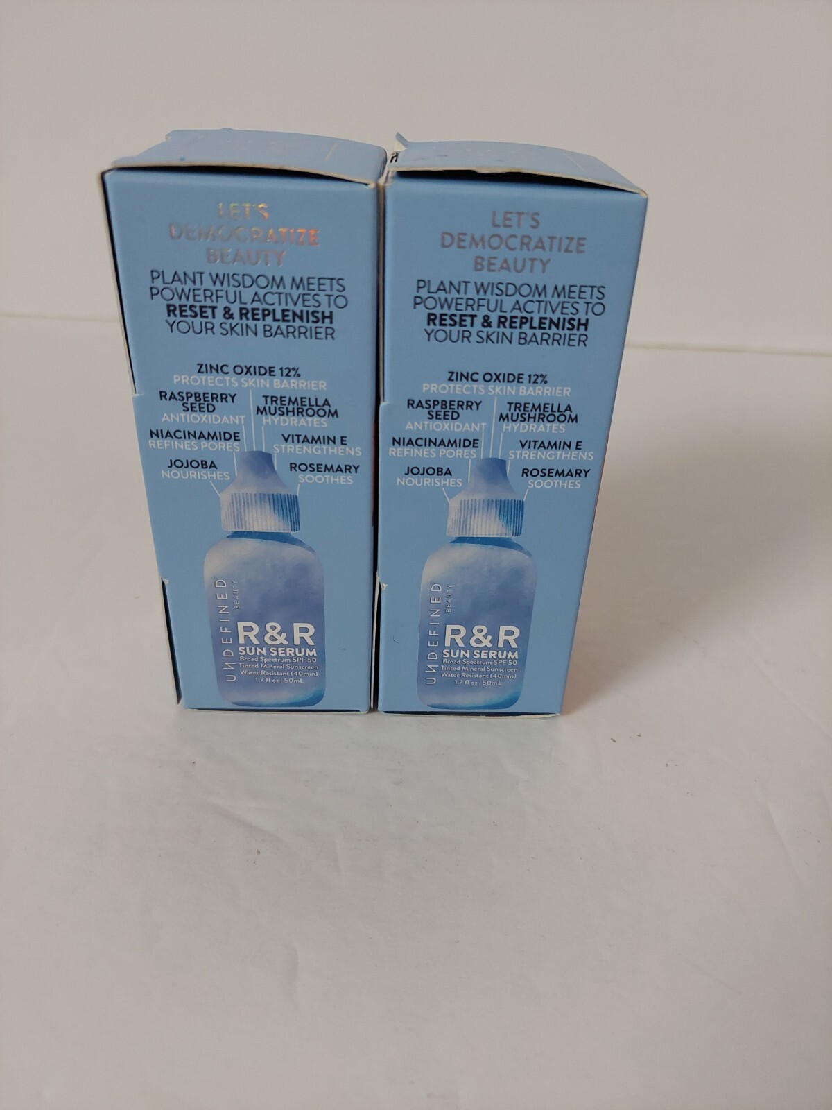 NEW Lot Of 2 Undefined Beauty R&R Sun Serum Broad Spectrum SPF 50 Ex 01/2025