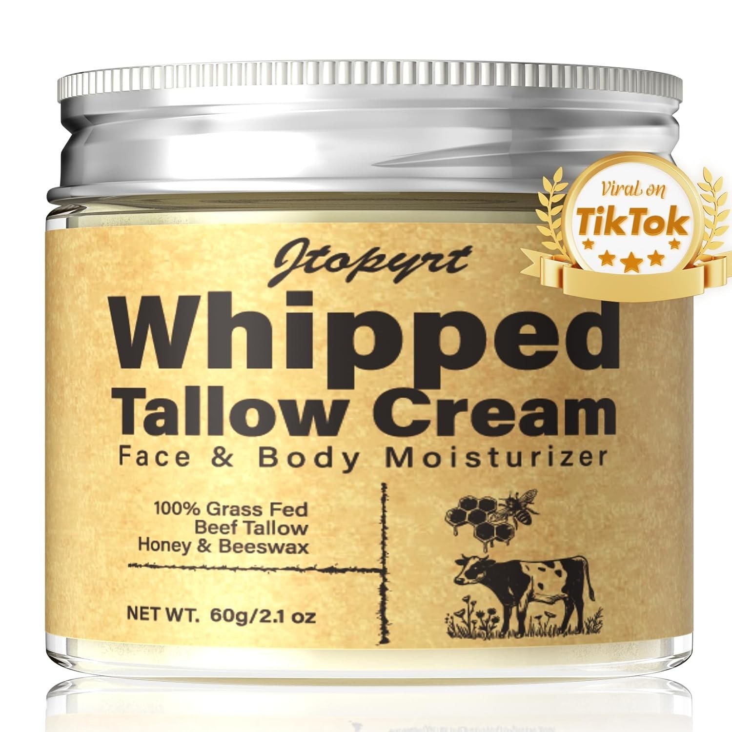 Organic Grass Fed Beef Tallow Honey Balm Face Moisturizer 2.1oz