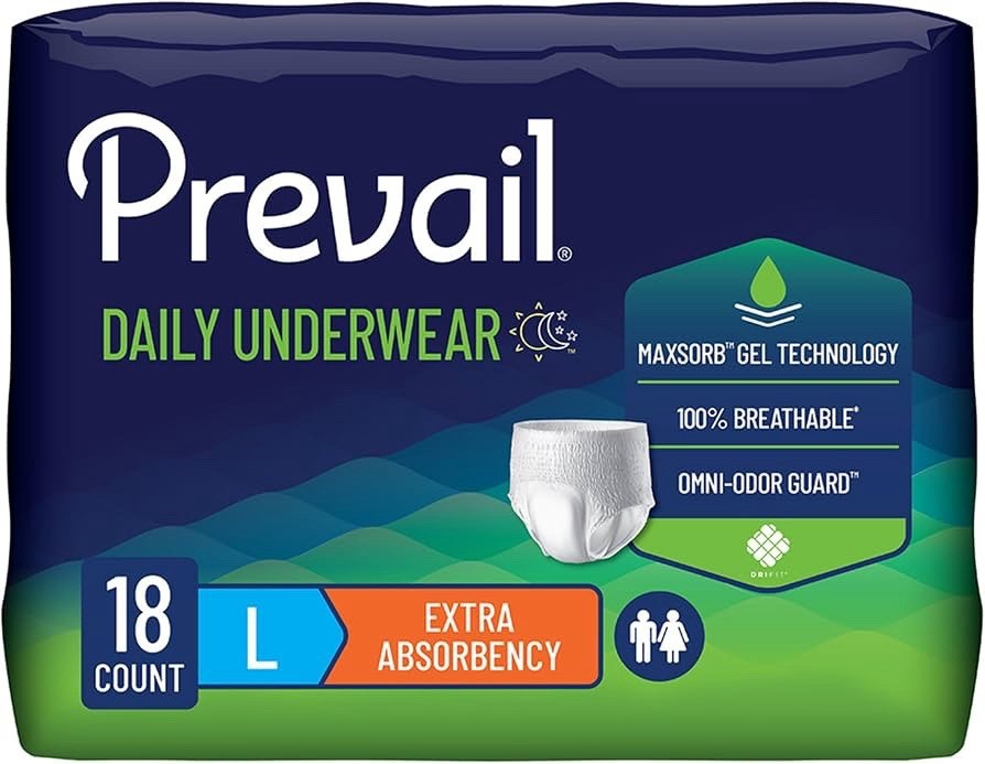 Prevail Adult Incontinence Underwear for Men & Women, Large (44-58 in), 18 Count