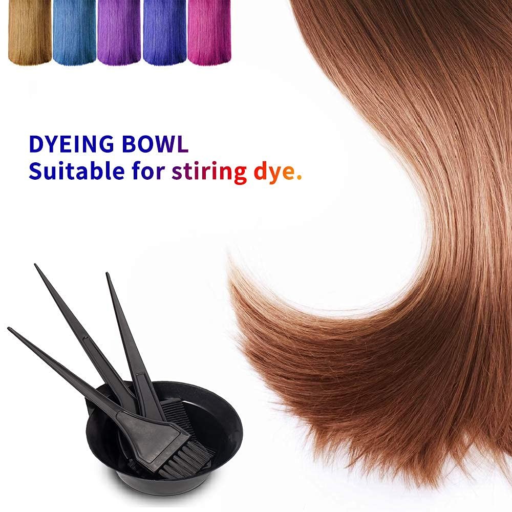 Hair Dye Color Brush and Bowl Set, 4Pcs Brushes Tool Mixing Black