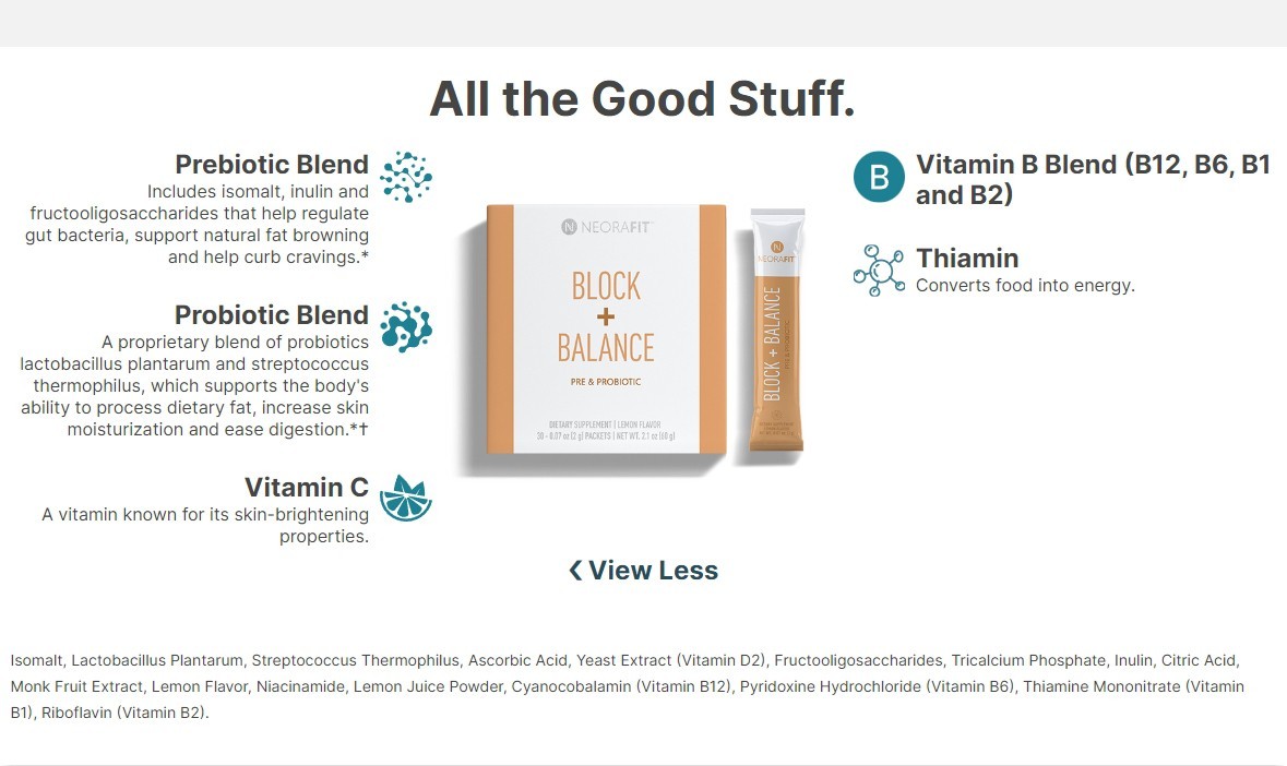 NeoraFit™ Block + Balance Pre & Probiotic Powder – Weight Loss Supplements -NEW!