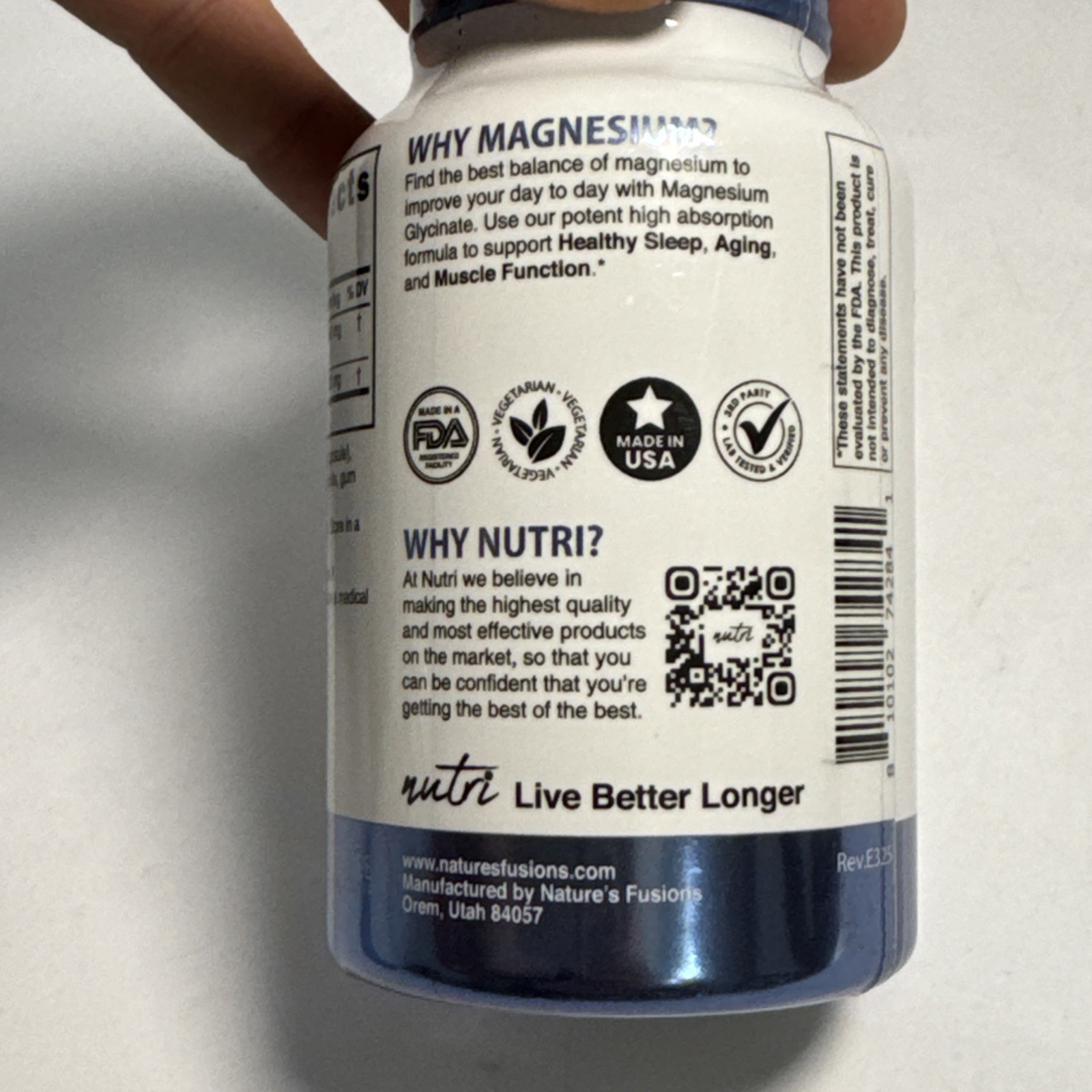 New Nutri Magnesium Glycinate High Absorption 120 Vegan Caps 900 mg 03/2028