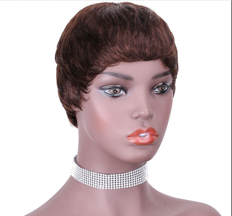 Short Pixie Cut Wigs 100% Human Hair Wigs Highlight Blonde Black Wigs None Lace