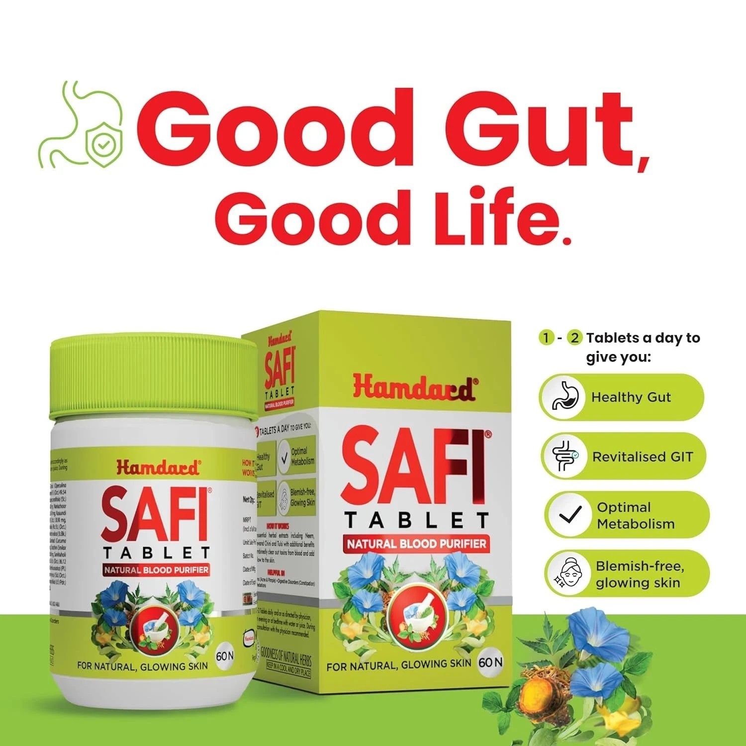 Hamdard Safi Tablet for Healthy & Glowing Anti-Bacterial & Detoxifier 60 Tablets