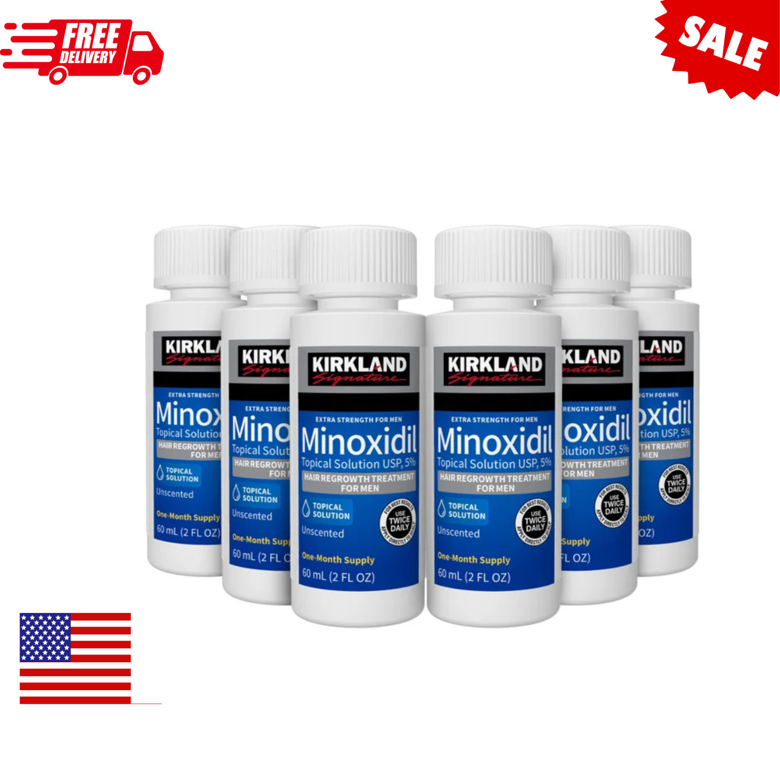 Kirkland 5% Minoxidil Solution Men Hair Loss Regrowth 6 Month 12 oz Supply