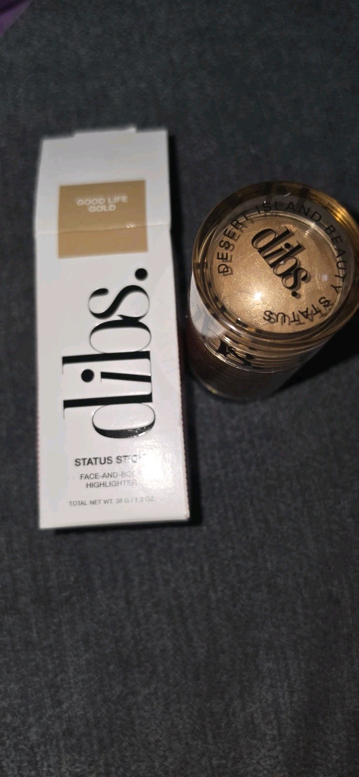 Dibs Status Stick Face & Body Highlighter Stick Good Life Gold Full Size 1.3 oz