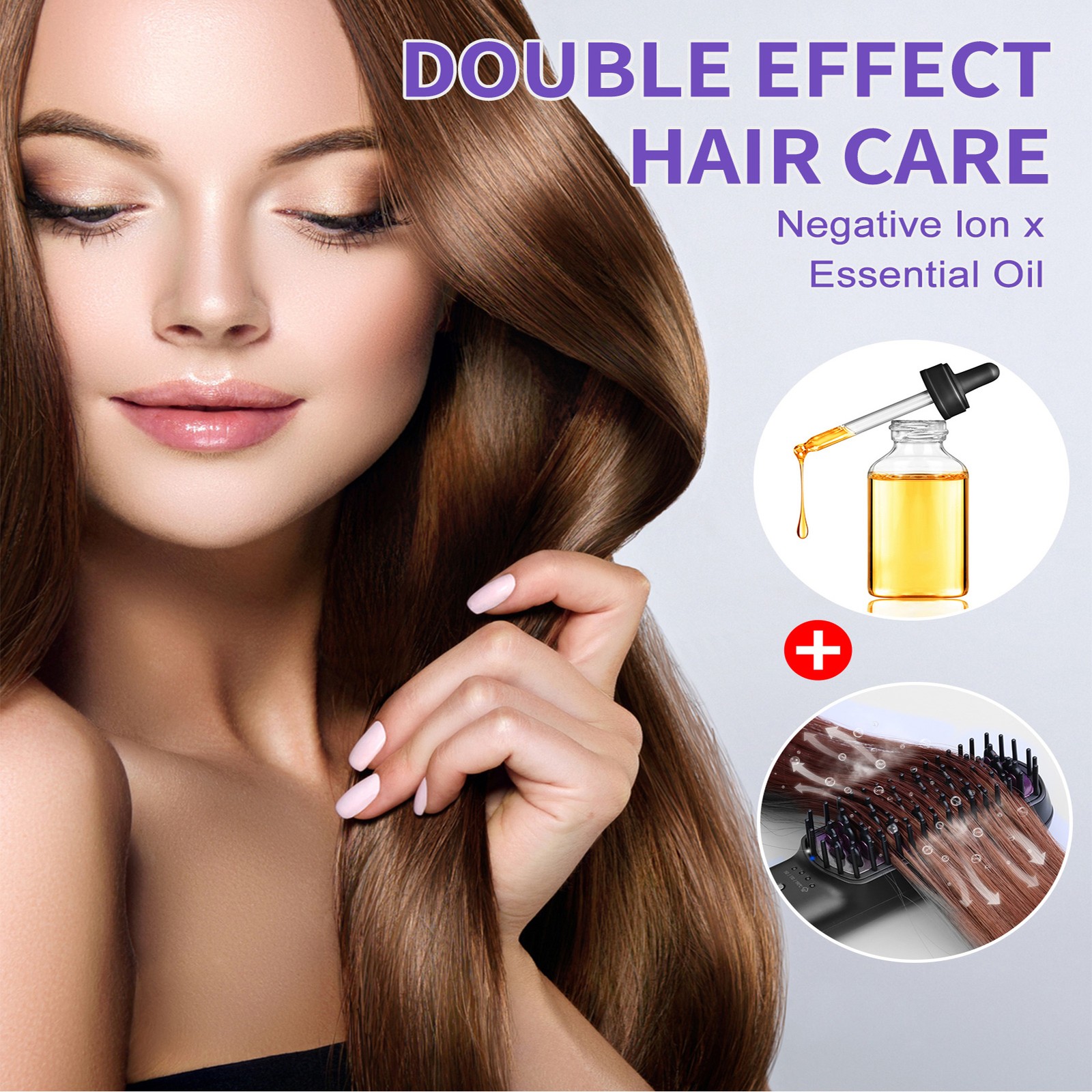 Steam Hair Straightener Brush – Ionic Plus Steam Straightening Brush for Smooth